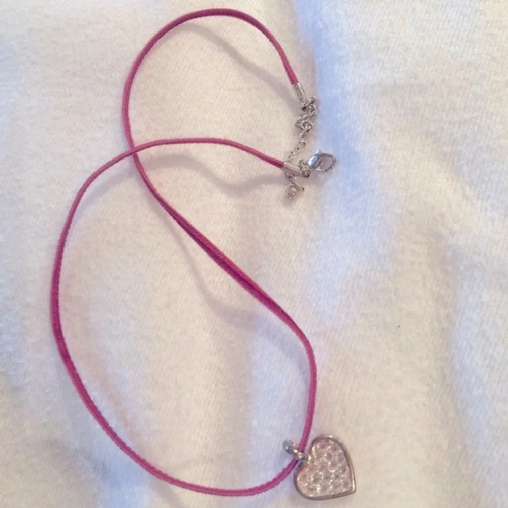 Tommy Hilfiger Leather Necklace with Rhinestone Heart